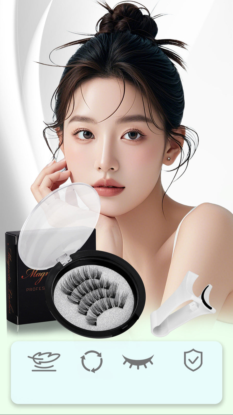 Foreign Trade Hot-Selling Magnetic False Eyelash Set 3D Magnetic Eyelashes No Glue No Removal Magnetic False Eyelashes Factory Direct