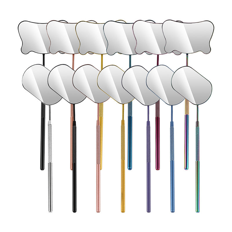 Hot-Selling Cross-Border Stainless Steel Grafting Flowering Auxiliary Tool Special Makeup Beauty Mirror Eyelash Inspection Mirror Eyelash Extensions