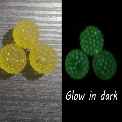 Newest  20mm 100pcs/bag Resin Rhinestone Glow In Dark Beads For Fashion Chunky Jewelry/Necklace