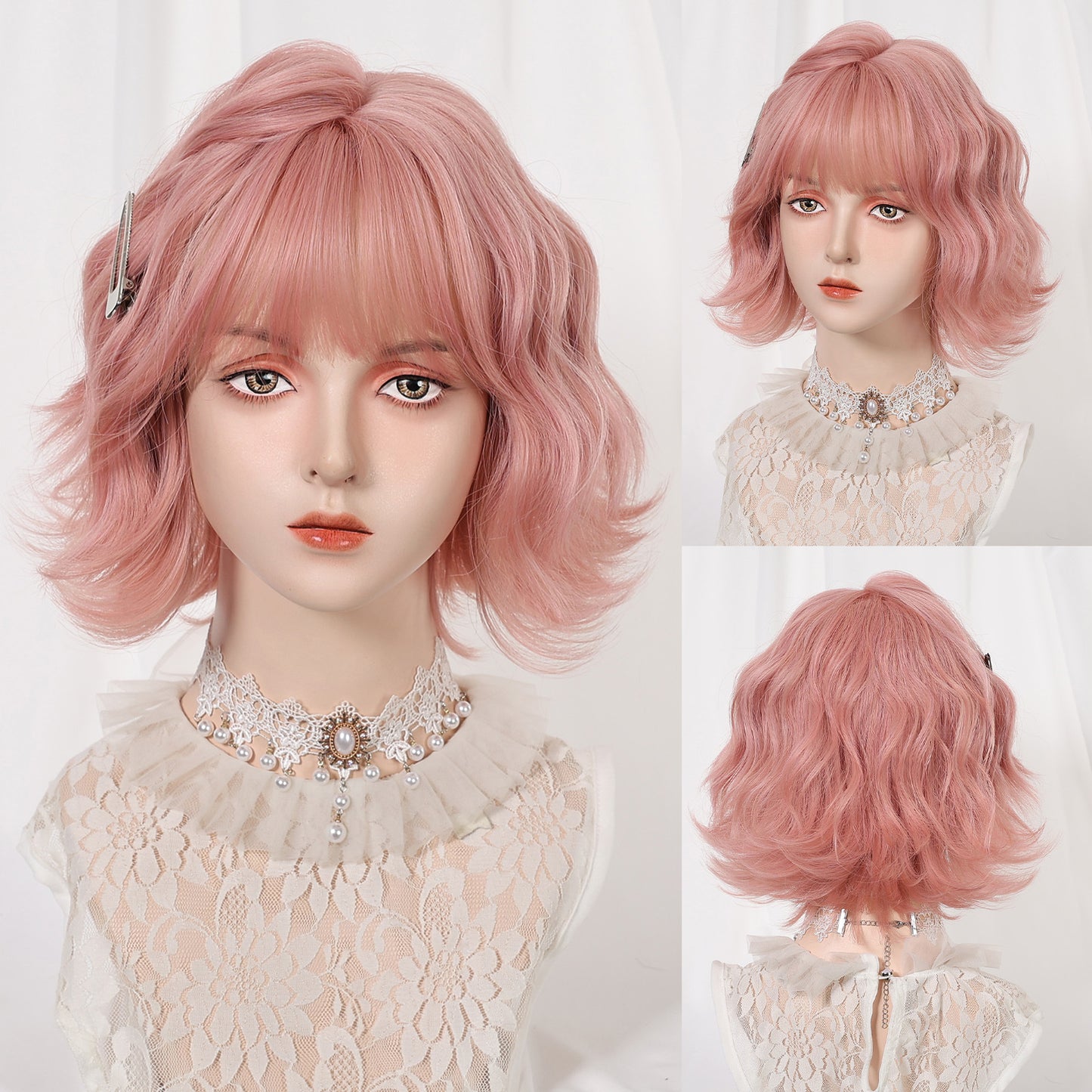 Trendy Hot-Selling Wig for Women, Cute Style, Blonde Bob Short Curly Hair, Factory Stock, Matte High-Temperature Fiber Full Wig
