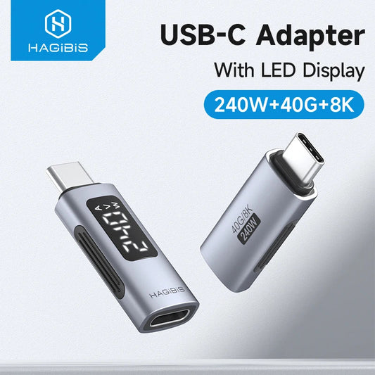 Hagibis LED Display 240W USB C Adapter Type C to USB C USB4 Connector 40Gbps 8K@60Hz for Thunderbolt 4/3 iPhone 16 Macbook Pro
