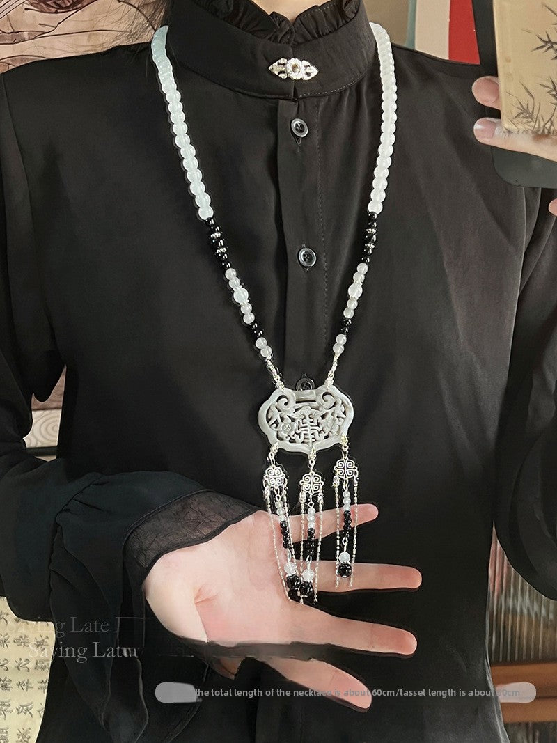 Ancient Style Hanfu Back Cloud Long Tassel Ming Dynasty Necklace New Chinese Style National Style Mamian Skirt Accessories