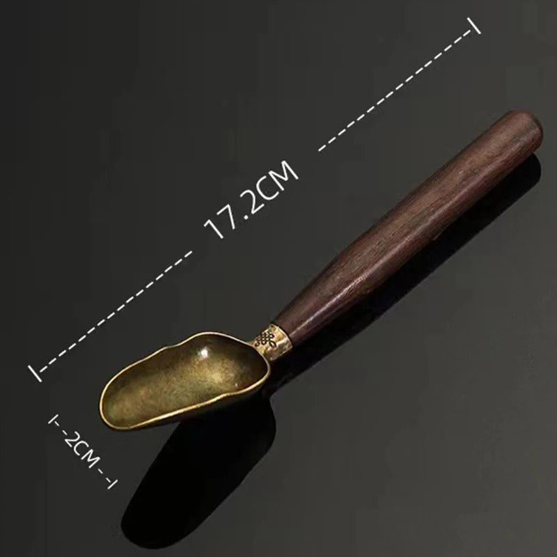 Alloy Ebony Coffee Scoops Tea Spoon Natural Wood Retro Tea Leaves Shovel KongFu Tea Ceremony Accessories Coffee Bean Spoons