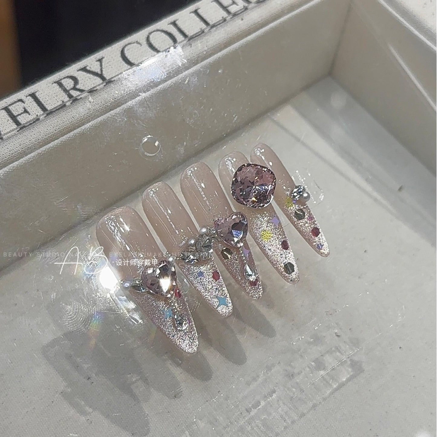 [Melody] Original Style Please Do Not Steal Pictures Pink Cat Eye Advanced French Cat Eye K9 Handmade Wear Armor