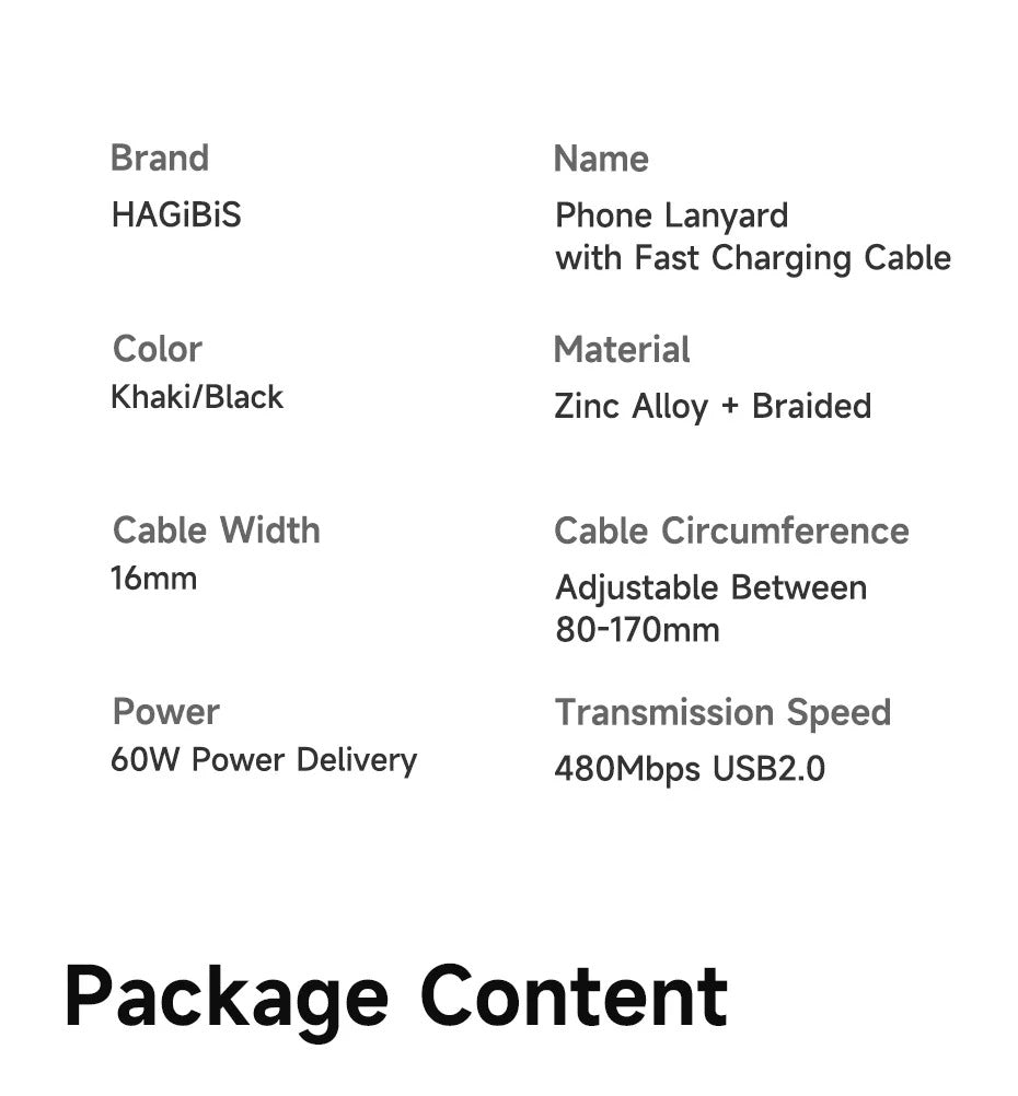 Hagibis Universal Phone Lanyard USB C to USB C Cable Phone Strap Anti-loss C to C Cord for iPhone 16 Pro Max Camera Sony Fuji