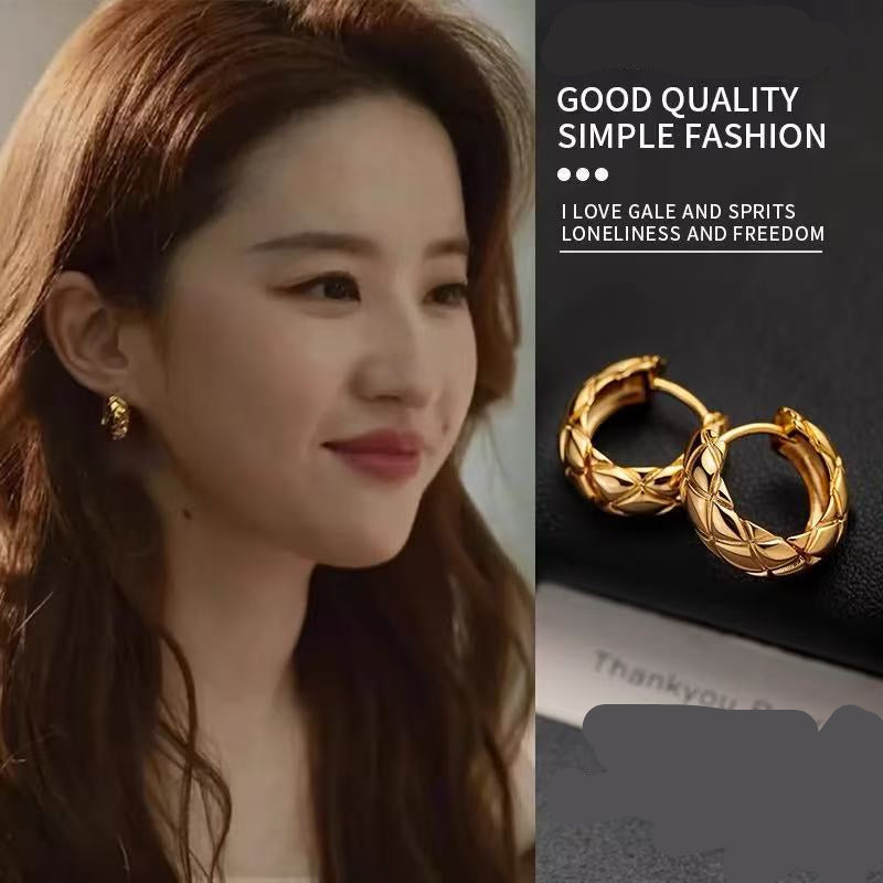 925 Silver Needle Liu Yifei Style Circle Earrings Light Luxury Studs 2025 New High-end Women's Earrings