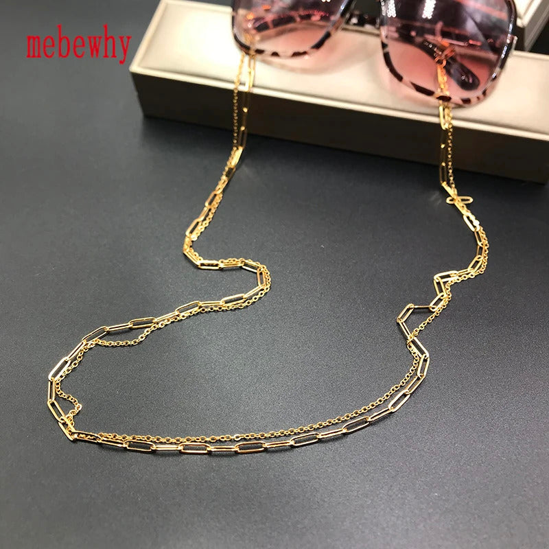 Simple Original Stainless Steel Sunglasses Two Combination Mask Glasses Chain for Women's Men's Eyewear Cord Strap Jewelry Gift