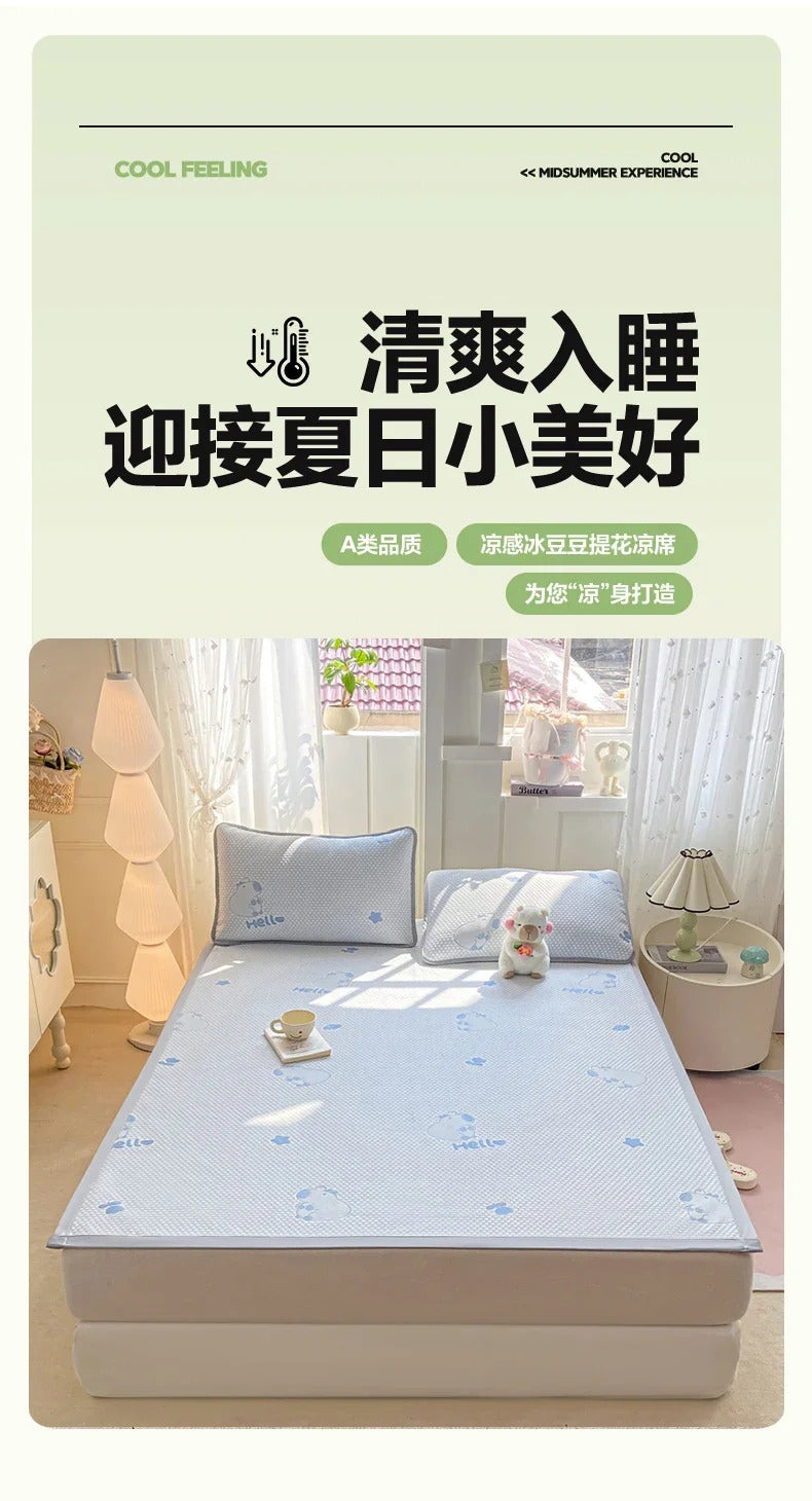 Capibara Summer Bed Mat Queen Soft Breathable Ice Bean Cooling Mat Coolness Summer Mat Cool Down Mattress Protector Pad Bedsheet
