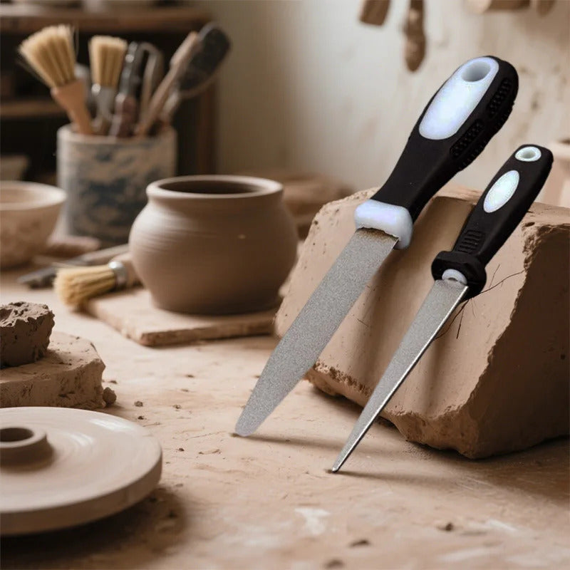 Diamond Sharpening Stone With One Stone And Two Birds Double-sided Flat And Curved Design Easy To Grip Handle Knife SharpenerNew