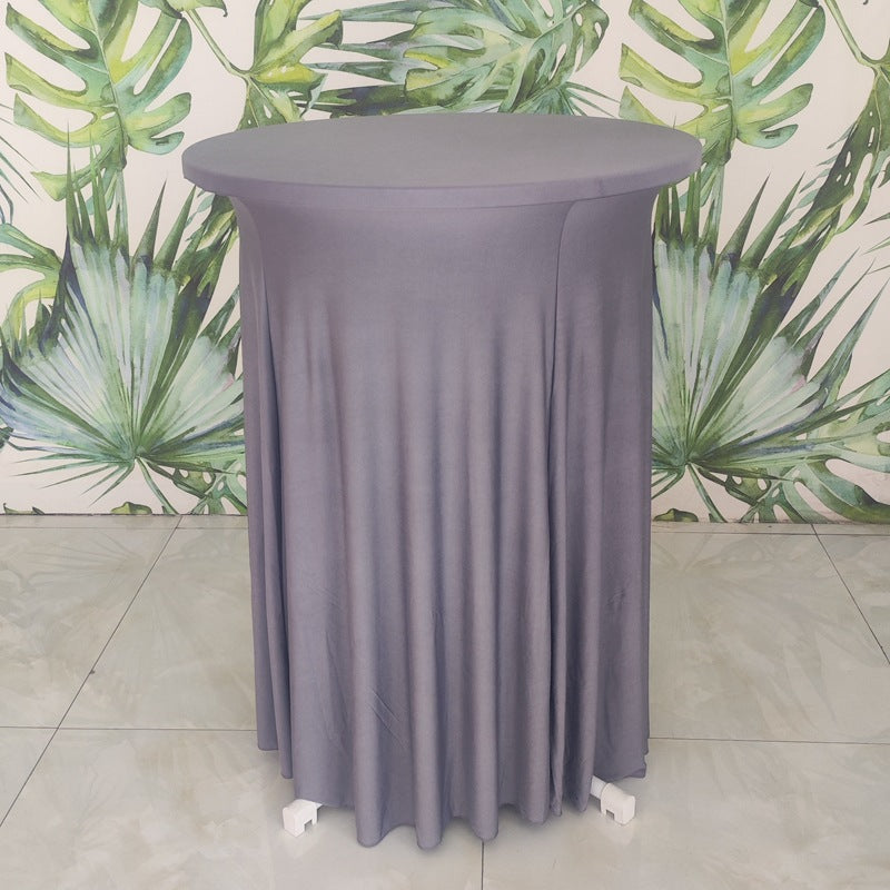 Elastic Tablecloth Cocktail Skirt Table Cover Banquet High Bar Round Elastic Cover