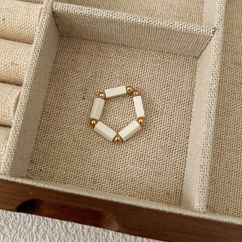 Color Crystal Beaded Ring Niche Design High-grade Finger Ring Light Luxury Elegant All-match Ring Accessories