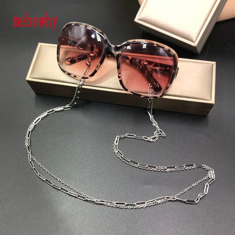 Simple Original Stainless Steel Sunglasses Two Combination Mask Glasses Chain for Women's Men's Eyewear Cord Strap Jewelry Gift