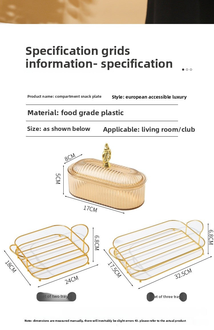 Living Room Household Coffee Table Nut Plate Oval Dish Compartment Plate Snack Plate Dessert Plate Nut Plate Candy Plate