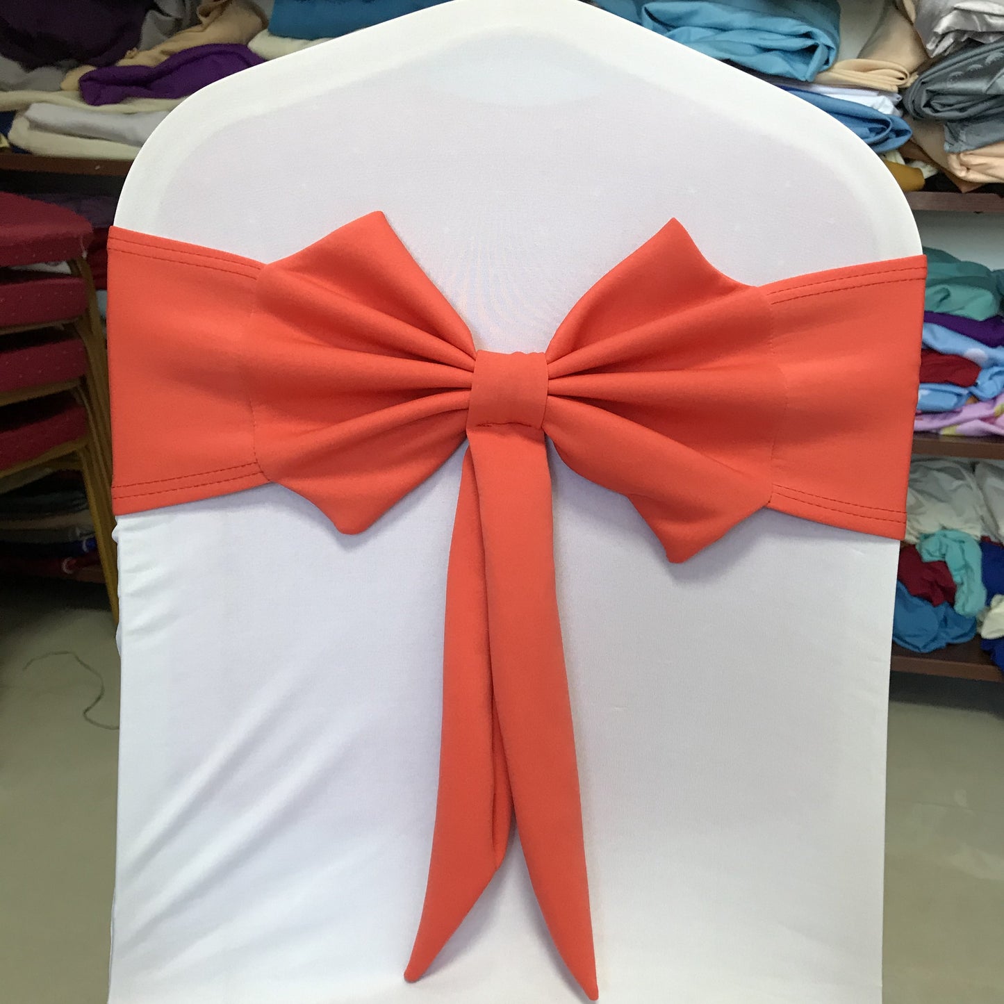 V45O Banquet Elastic Chair Cover No Tie Bowknot Chair Back Flower Decoration Wedding Hotel VIP Stool Strap