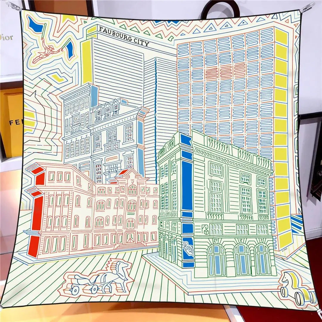 90*90CM Kerchief Four Seasons Luxury Square Silk Scarves Europe And America Fashion Bandannas New Twill Print Sunscreen Shawls