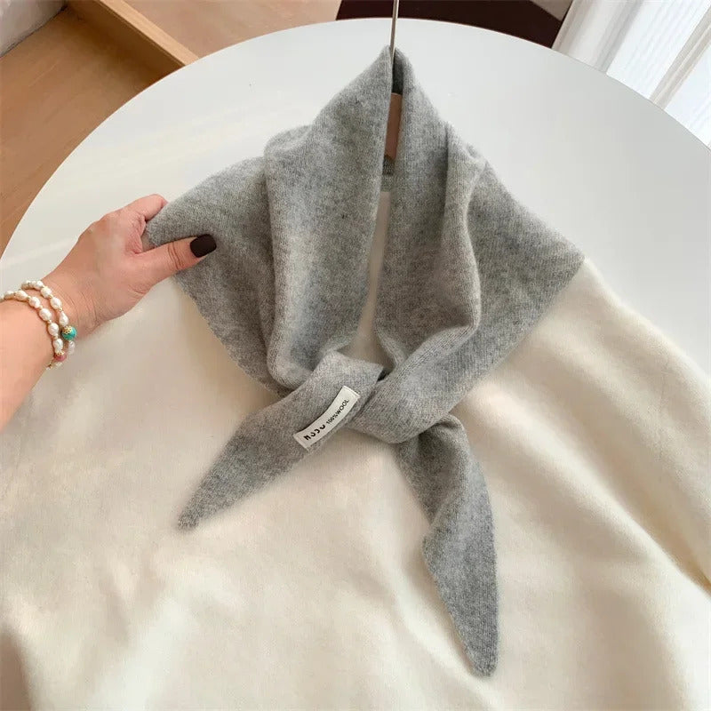 British Korean Triangle Scarf  Niche Wool  Triangular Scarf Women Headscarf Knitted Scarf Multi-functional Warm Knitted Scarf