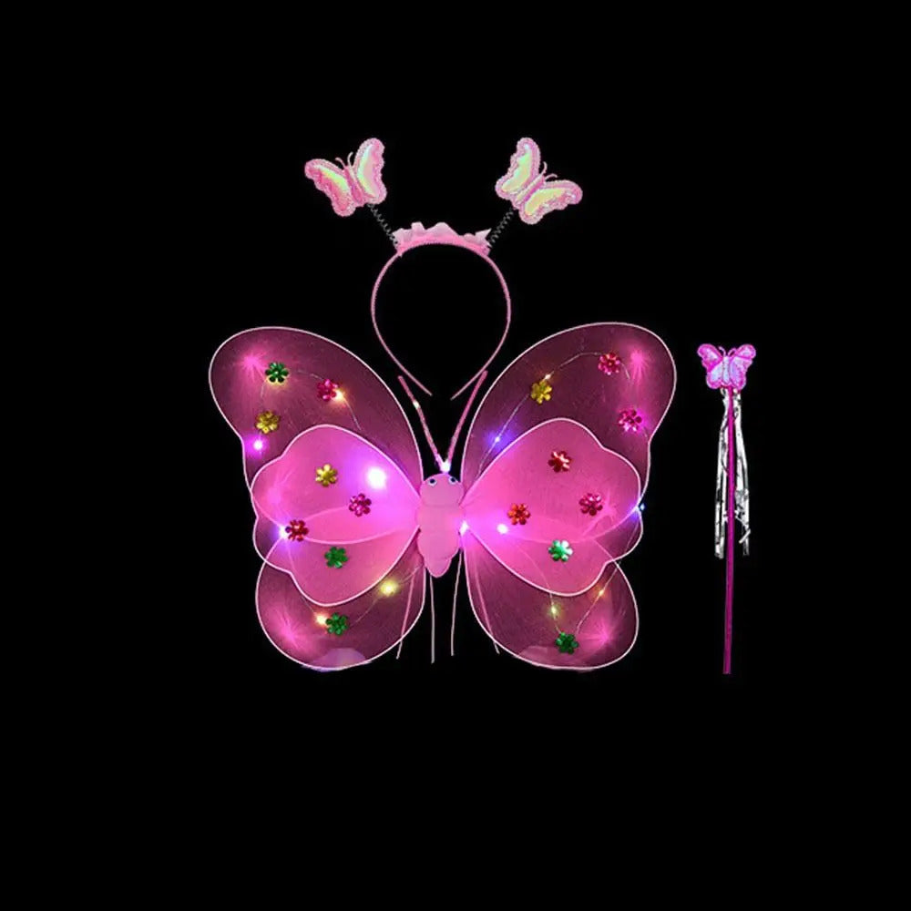 LED Children Costume Props Girls Skirts Angel Luminous Wings Flashing Butterfly Skirt Lights Suit 2-8year Easter Valentines Day