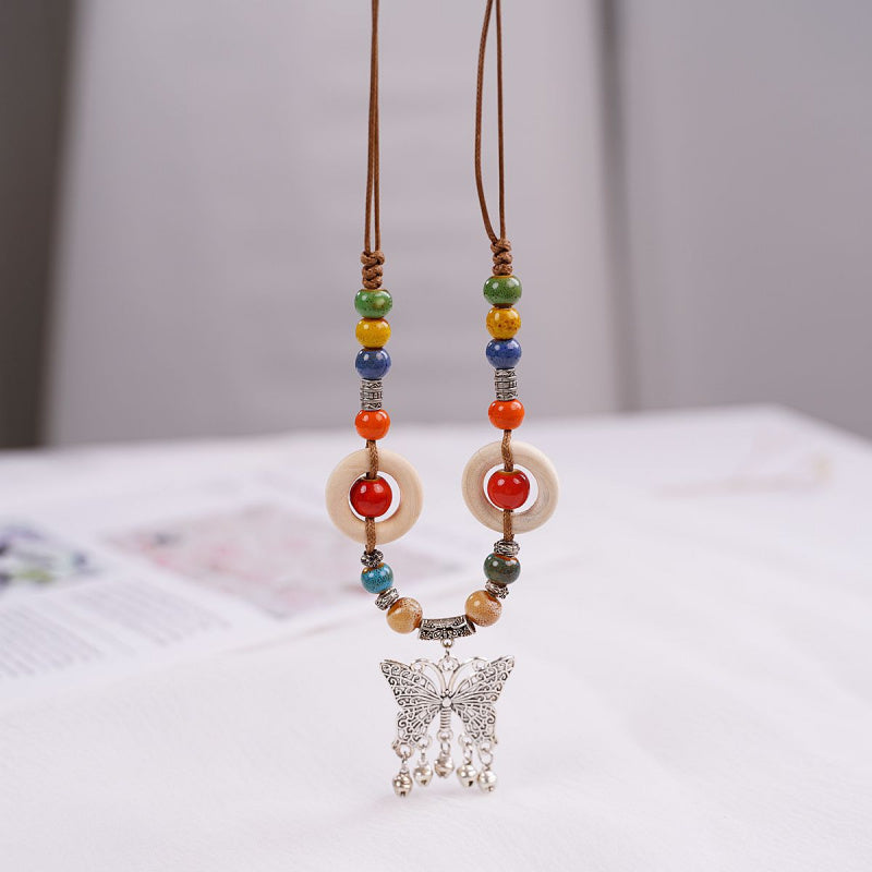Jingdezhen Ceramic Necklace Women's Light Luxury Niche Autumn and Winter Sweater Necklace