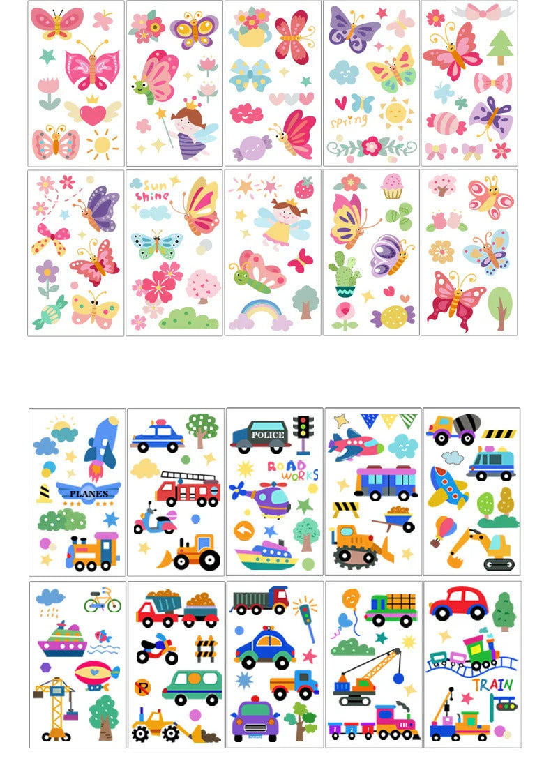 10 Pack Fake Tattoo Stickers Cartoon Temporary Tattoos Kids Arms Diy Body Art Cartoon Collection Mermaid Animals Astronaut