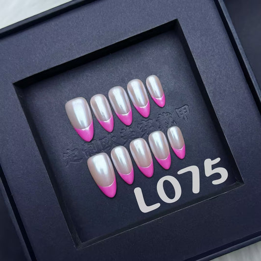 Color Block Hot Girl Style Finished Nail Art Nail Tips European and American Cross-Border Exclusive Manufacturer Direct Handmade Wearable Nail Tips