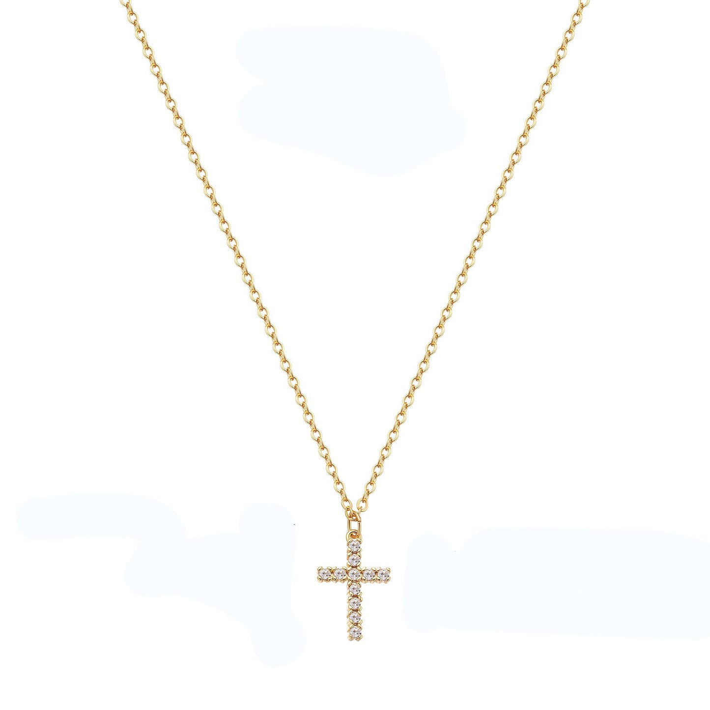 Amazon TK Hot-Selling OT Buckle Square Cross Necklace for Women Copper Plated 14K Gold Paperclip Necklace Yiwu In Stock