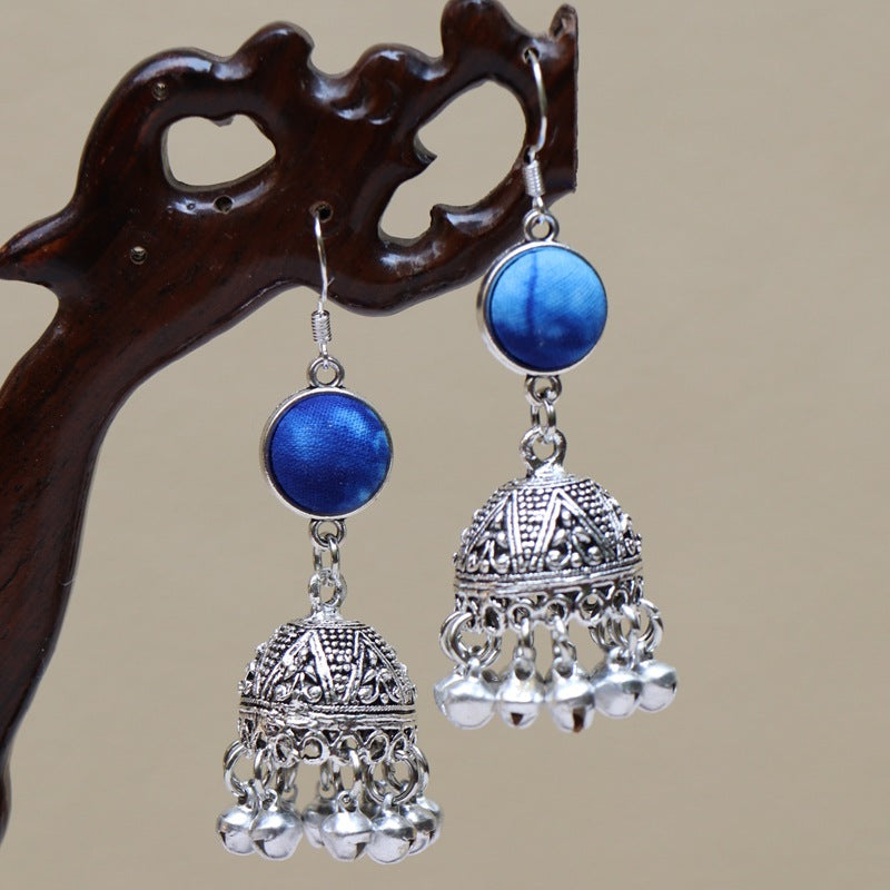 Ethnic style blue tie-dye earrings hand-woven tie-dye earrings travel companion gift