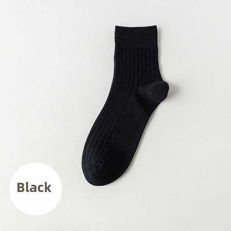 Socks Men's Spring and Summer Thin genuine goods Cotton Double Needle Drawable Mid-Tube Socks Anti-Bacterial Odor Bone-Free Sweat-Absorbing Men's Socks