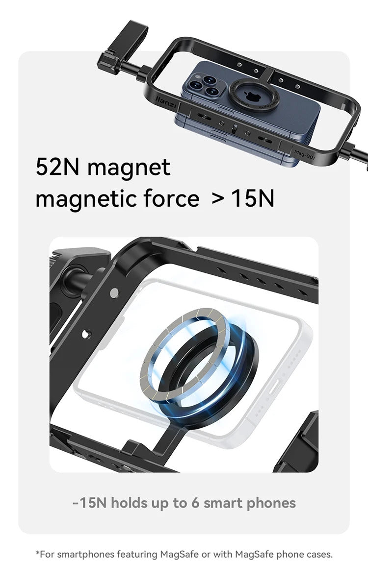 Ulanzi MG-001 Universal Magsafe Phone Cage With Dual Handle Grip Rig Portable Case Stabilizer for Filmmaking Vlog Videomaker Kit