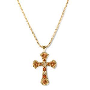 Amazon TK Hot-Selling OT Buckle Square Cross Necklace for Women Copper Plated 14K Gold Paperclip Necklace Yiwu In Stock