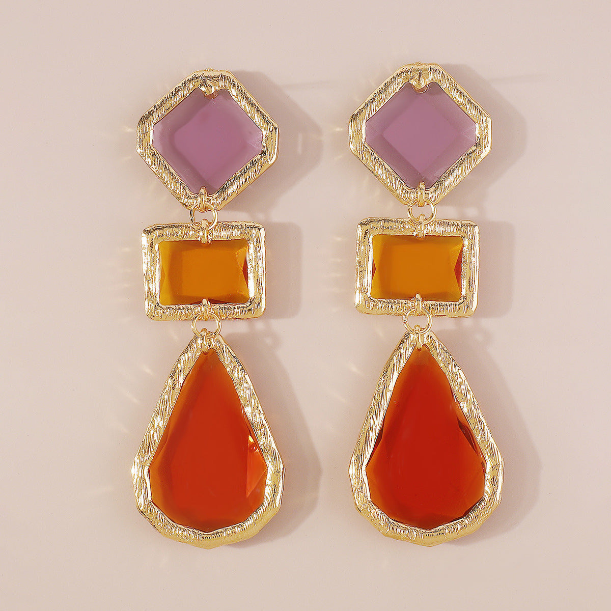 Trendy Accessories ZA Personality Fashion Exaggerated Geometric Resin Colorful Earrings Necklace