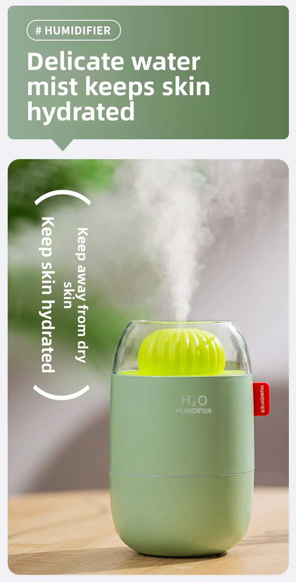 Creative Cactus Air Humidifier USB Electric 280ML Capacity Aroma Essential Oil Diffuser Color Lights Mist Spary for Home Bedroom