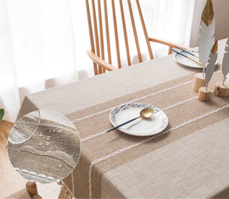 Cross-border INS Waterproof Tablecloth Home Use Imitation Cotton Linen Dining Tablecloth Modern Simple Tablecloth Table Mat Cover Towel Wholesale in Stock