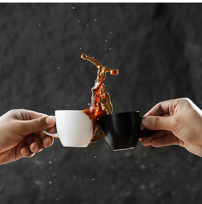 MHW-3BOMBER Espresso Cup with Saucer Set Latte Art Mugs Coffee Mug 80ml Ceramic Espresso Shot Cup Barista Accessories