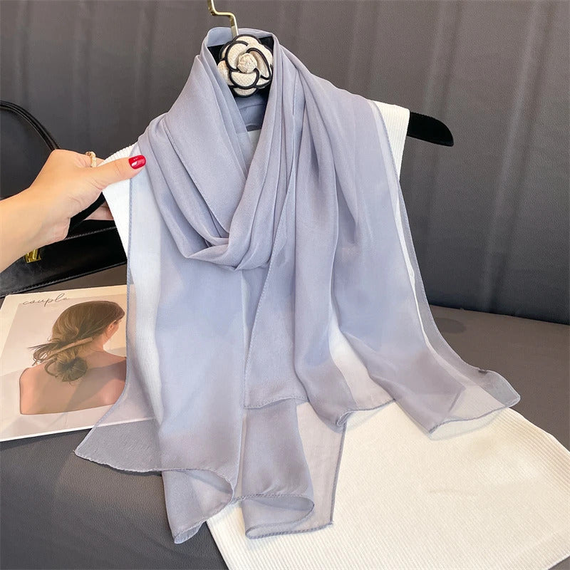 2023 New Fashion Summer Women Soild Color Beach Scarf Silk Shawls Headband Female Headband Wraps Sunscreen Hijab Wholesale