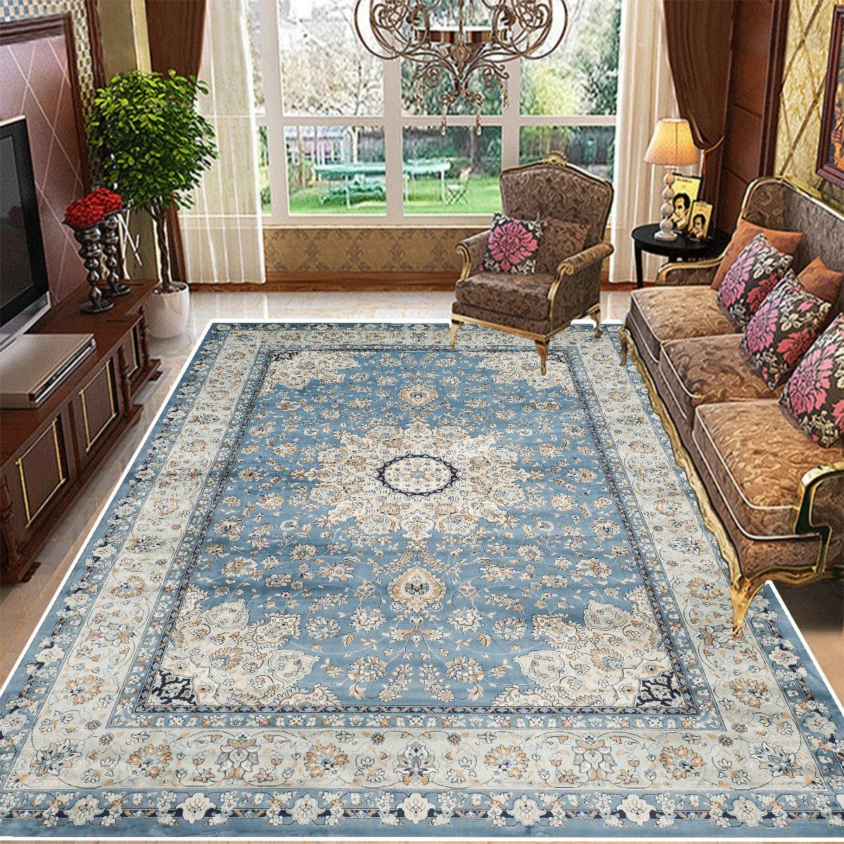 Vintage Bohemian High-end Luxury Carpet Retro Türkiye Persian Style Large Rug Classical Non Slip Washable Living Roon Floor Mat