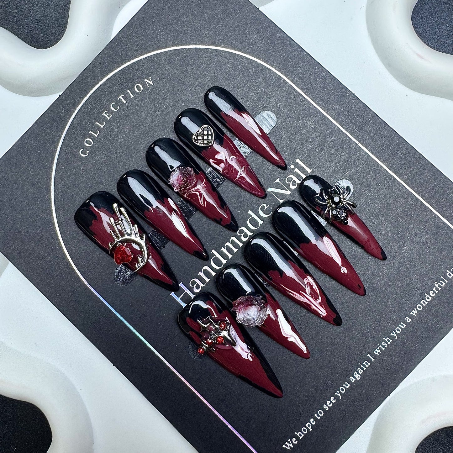 Wearable Nail Tips High-End Halloween Limited Edition Handmade Hand-Painted Dark Finished Nail Stickers