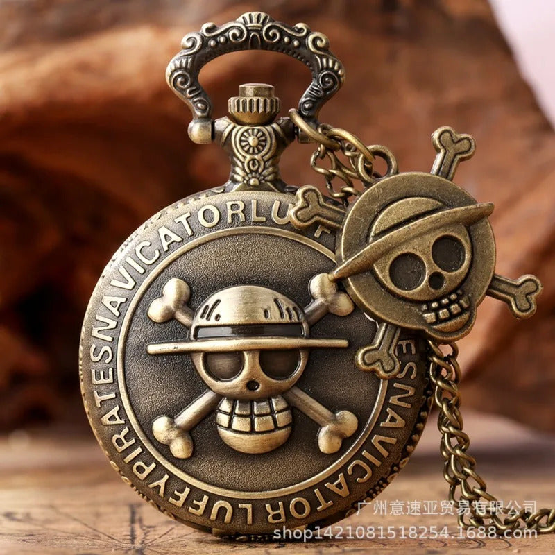ONE PIECE Anime Cosplay Vintage Pocket Watch Fashion Men Women Necklace Chain Vintage FOB Steampunk Pocket Watches with Pendant
