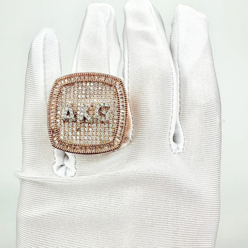 Drip Letter Personalized Name Rings for Women Full Iced Out Cubic Zirconia Prong Setting Hip Hop Jewelry