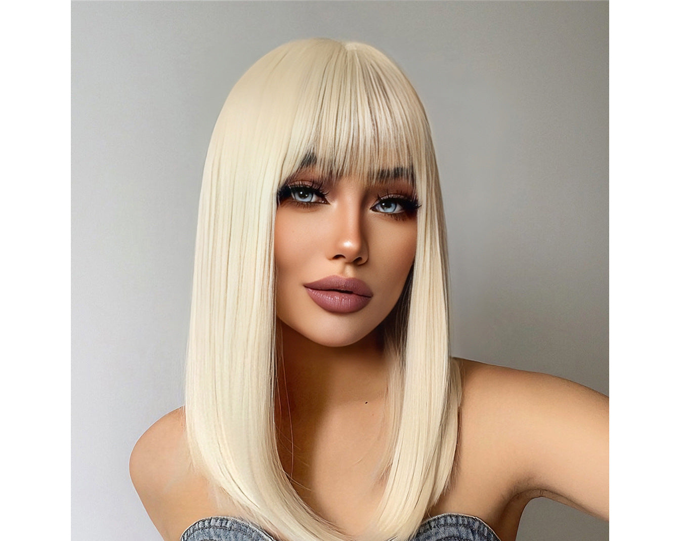 Wholesale European and American Cross-border Wigs Straight Hair Girl Group Daily Natural Full Bangs Full Head Wig Fashion JK Realistic Synthetic Hair