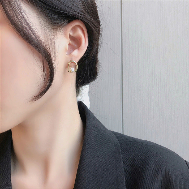 Metal Big Circle Earrings Women's Hong Kong Fashion Women's Ear Jewelry S925 Silver Needle