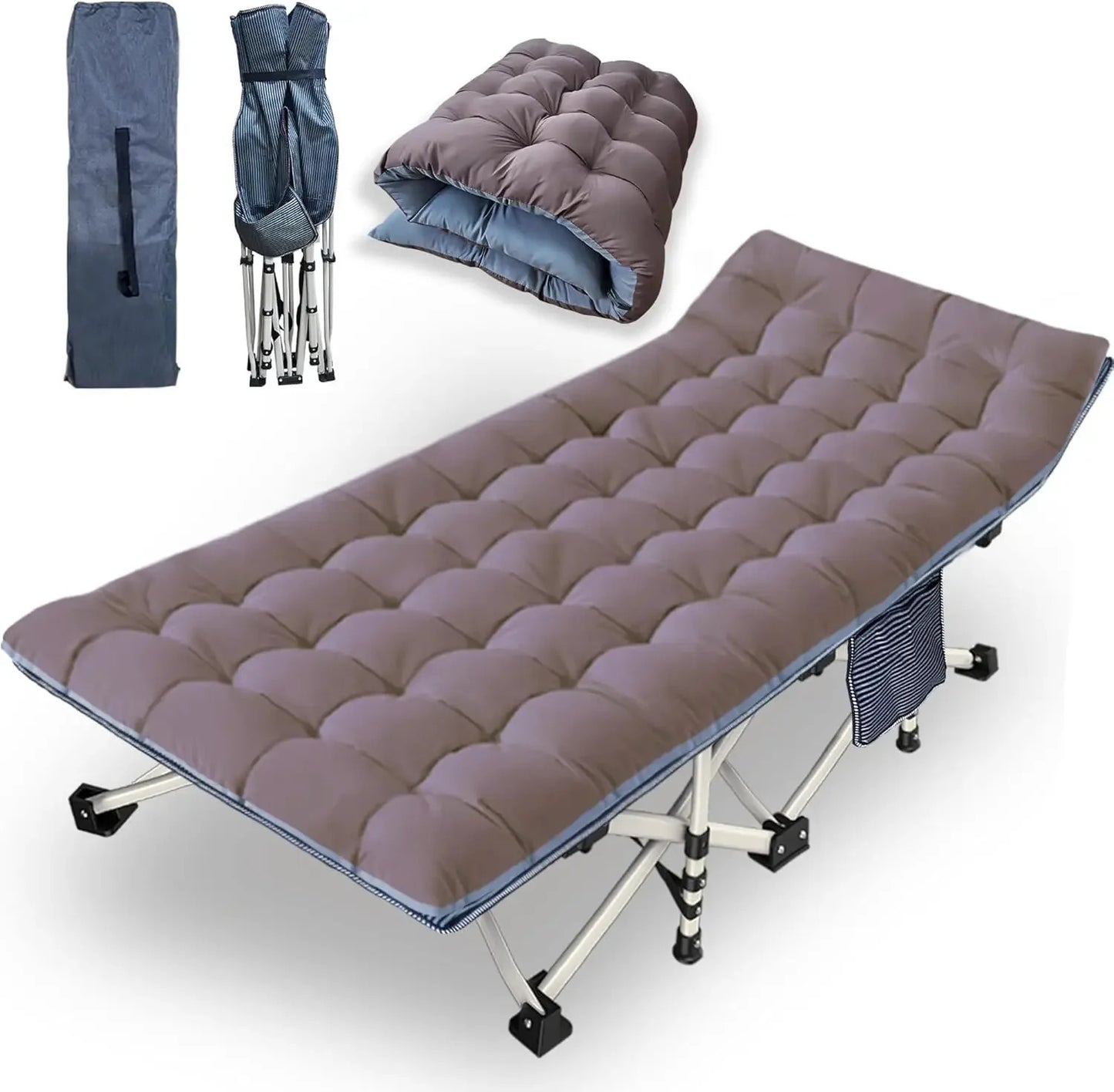 Comfortable Mattress for Adults Extra Wide Cots for Sleeping Folding Cot Camping Bed Heavy Duty with Carry Bag for Home Office