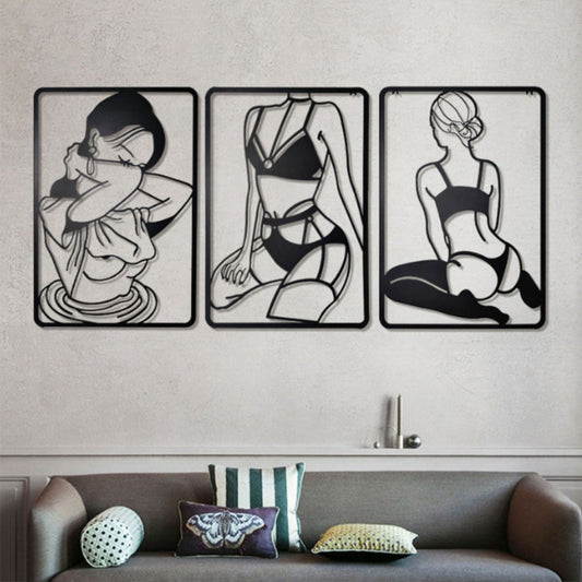 Cross-Border E-Commerce Hot-Selling Handicraft Home Decoration Abstract Figure Modern Art Metal Wall Hanging Line Art Decorative Painting