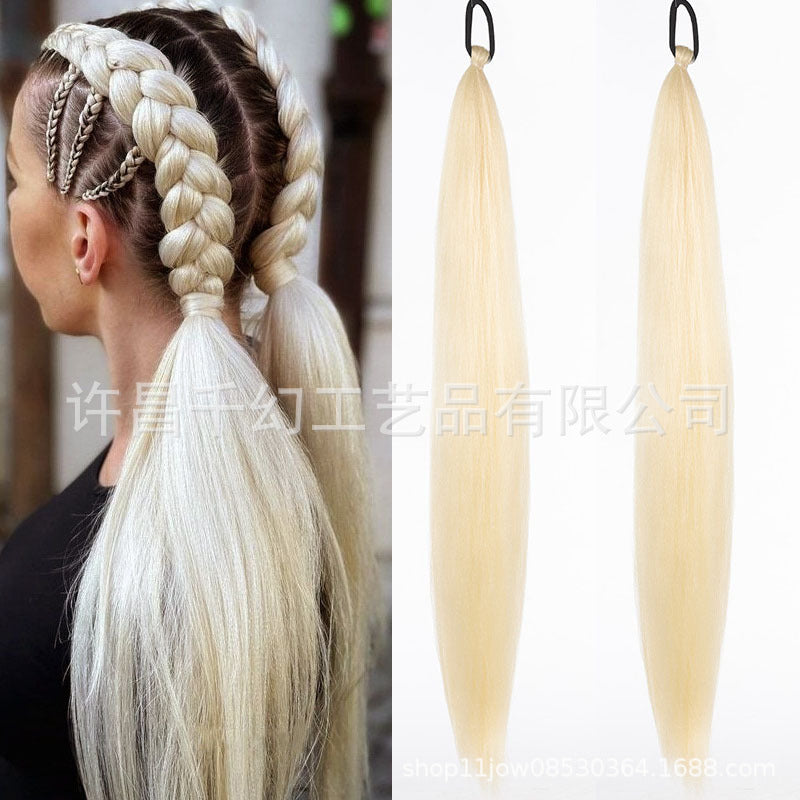 Children Girl Rubber Band Ponytail Wig Boxing Braid Color Elastic String Braid Ponytail Wig Connecting Braid