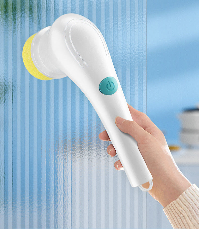 Cleaning Brush Export Electric Cleaning Brush Steel Wool Ball Five Brush Heads Long Handle Handheld Cleaning Kitchen Dishwashing Magic Tool
