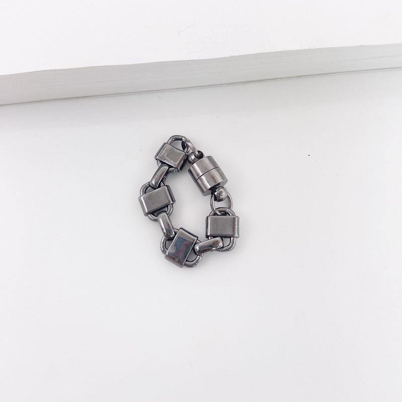 Metal Chain Magnetic Hoop Earrings for Women, Simple Versatile Elegant Non-Pierced Round Earrings, Minimalist Style Ear Jewelry