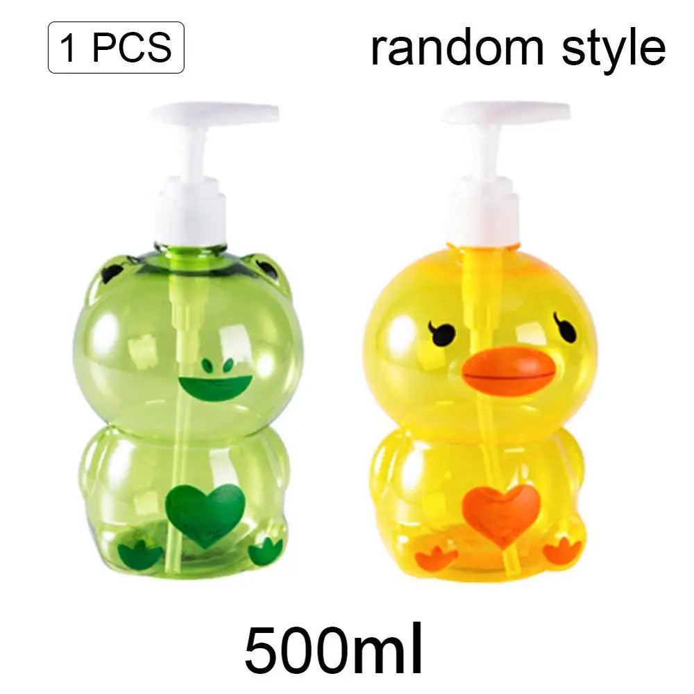 250/500ml Frog Duck Shape Portable Soap Dispenser Child Cute Animal Press Type Split Empty Shampoo Container