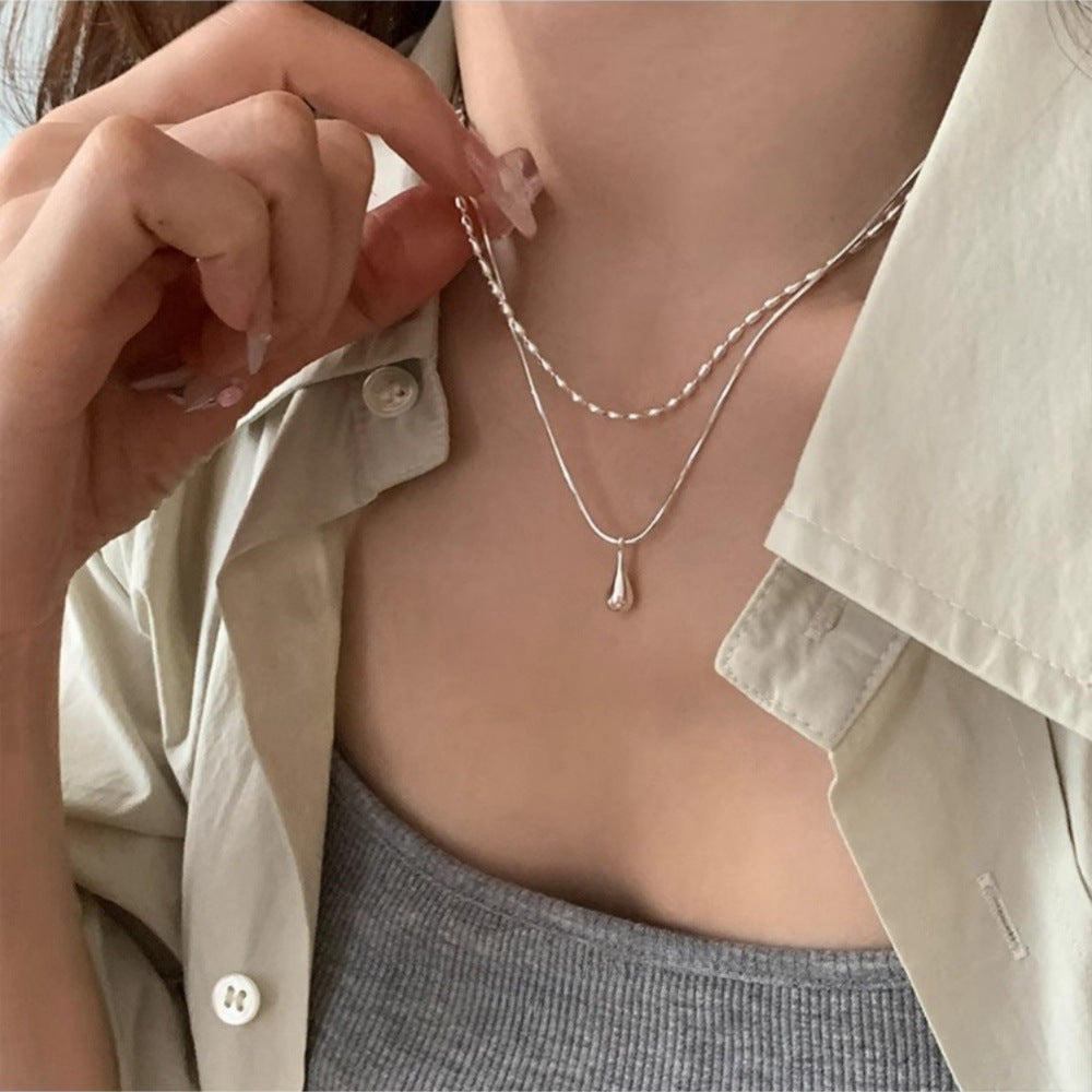 Li Luo New S925Sterling Silver Pearl Necklace Accessory for Women, Non-Fading, High-End Feel, Versatile Spring/Summer Clavicle Chain Wholesale