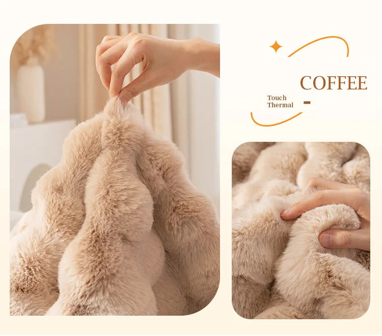 Rabbit Plush Sofa Cover Winter Thickening Warm Plush Cushions Non-Slip Living Room Leather Sofa Backrest Armrests Super Soft