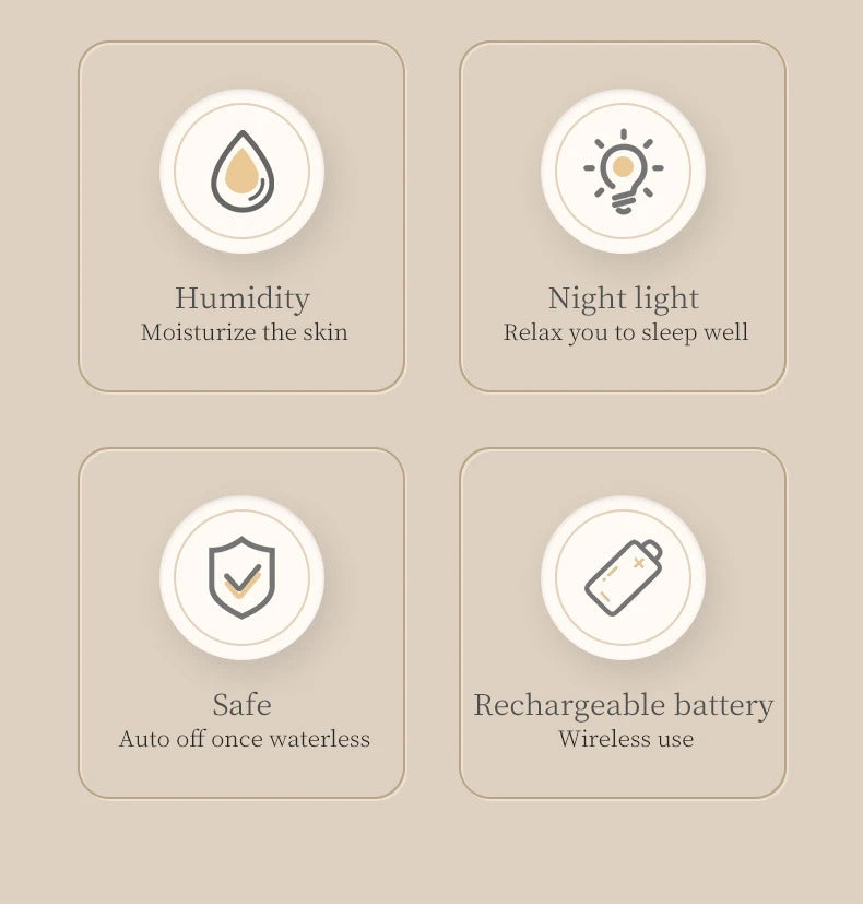 270ML Air Humidifier USB Rechargeable 800mAh Home Hydration Humidifier Colour LED Light Mist Maker Flower Humidificador