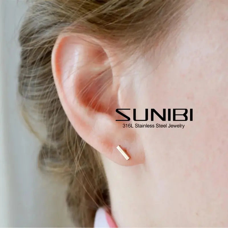 SUNIBI Stainless Steel Stud Earrings for Women Classic Gold Color Geometric Female Earring Simple Stylish Fashion Jewelry Gifts